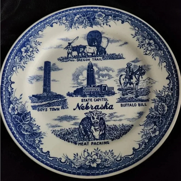 NEBRASKA Porcelain Plate  - Picture 1 of 6